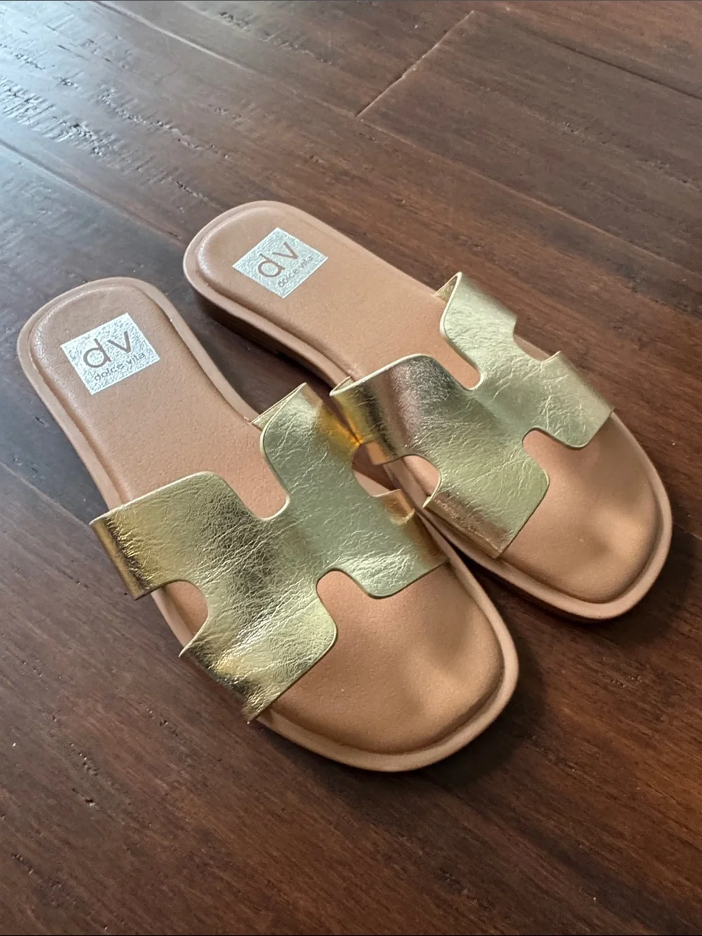 DV by Dolce Vita Metallic Gold Slide Sandals for Women